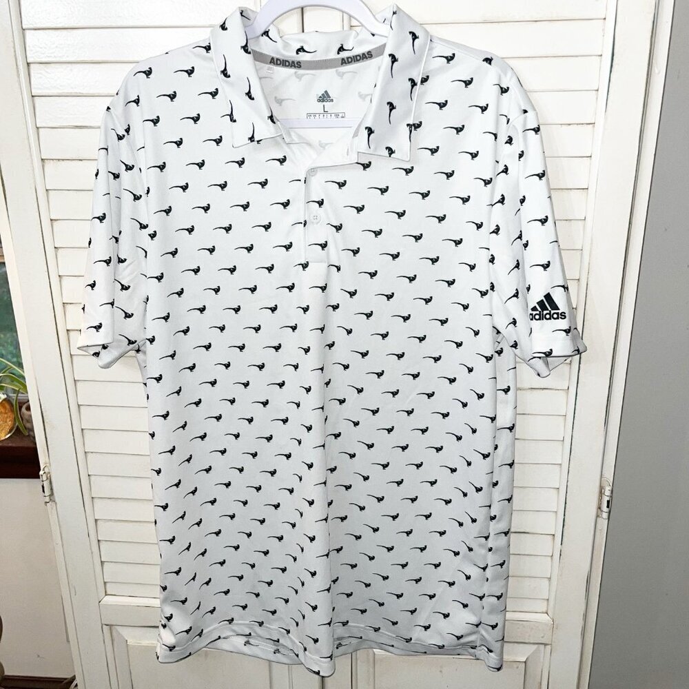 Adidas Men's Golf Polo Performance Shirt Graphic Print Size White Large